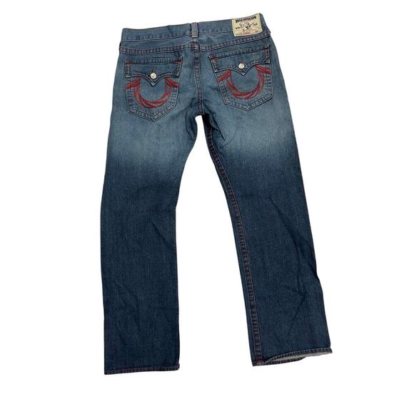 True Religion Blue Jeans Red Trim Straight Leg Sz 38 GS - Picture 5 of 7